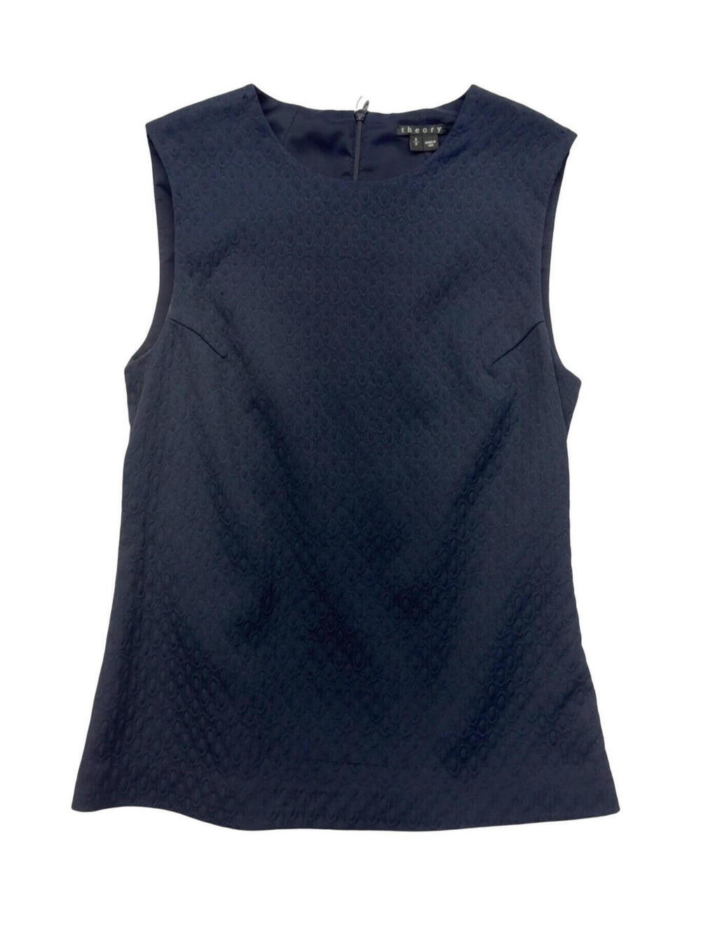 Theory Shell C Sleeveless Jacquard Top Navy Blue Size S